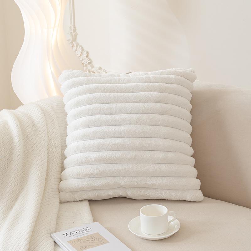 Большая плюшевая наволочка с имитацией меха кролика – однотонная для дивана, гостиной, спальни и кабинета