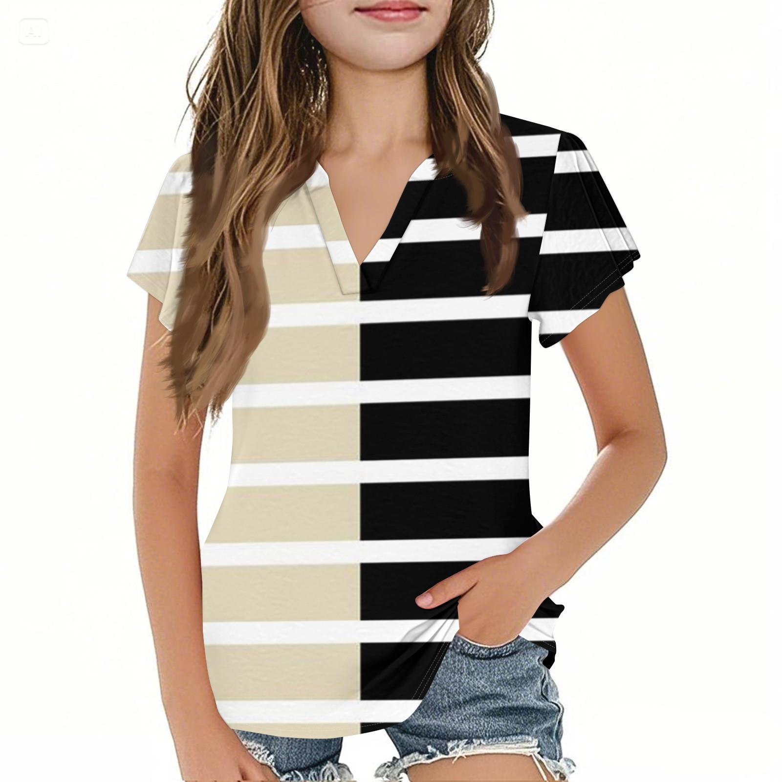 Летний детский милый и повседневный модный топ с короткими рукавами и V-образным вырезом в полоску для девочек 160 хаки
Летний детский милый и повседневный модный топ с короткими рукавами и V-образным вырезом в полоску для девочек 160 хаки