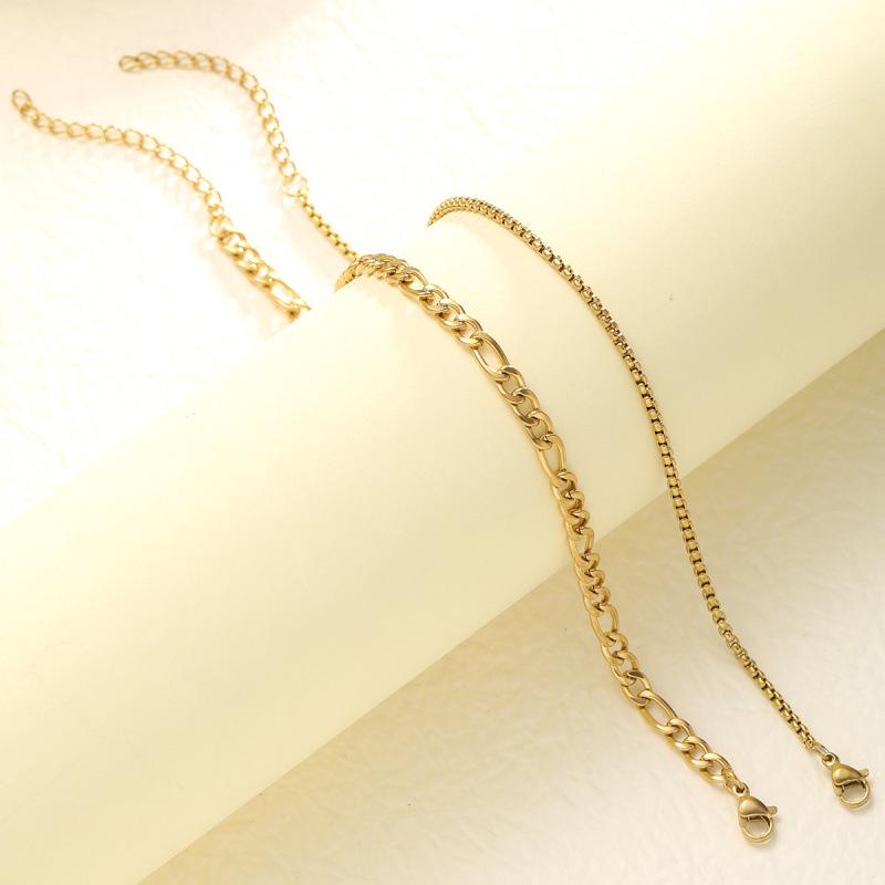 2 шт. Простые минималистичные посеребренные браслеты из нержавеющей стали с цепочкой для мужчин, модные глянцевые уличные шикарные браслеты, ювелирные изделия золотой