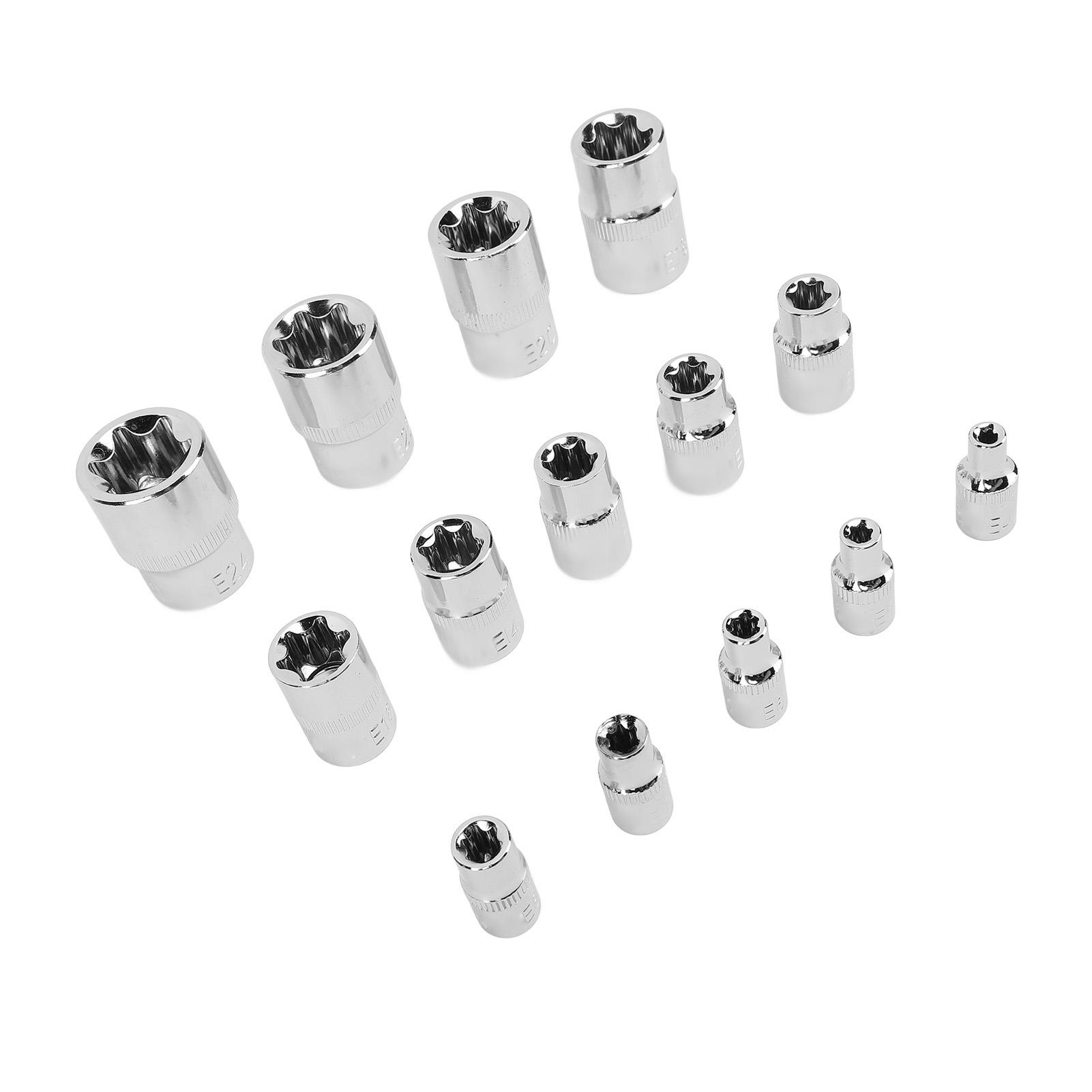 14Pcs E Star Socket Set Chrome Vanadium Steel Portable External Star Socket Set for Repair Maintenance
14Pcs E Star Socket Set Chrome Vanadium Steel Portable External Star Socket Set for Repair Maintenance