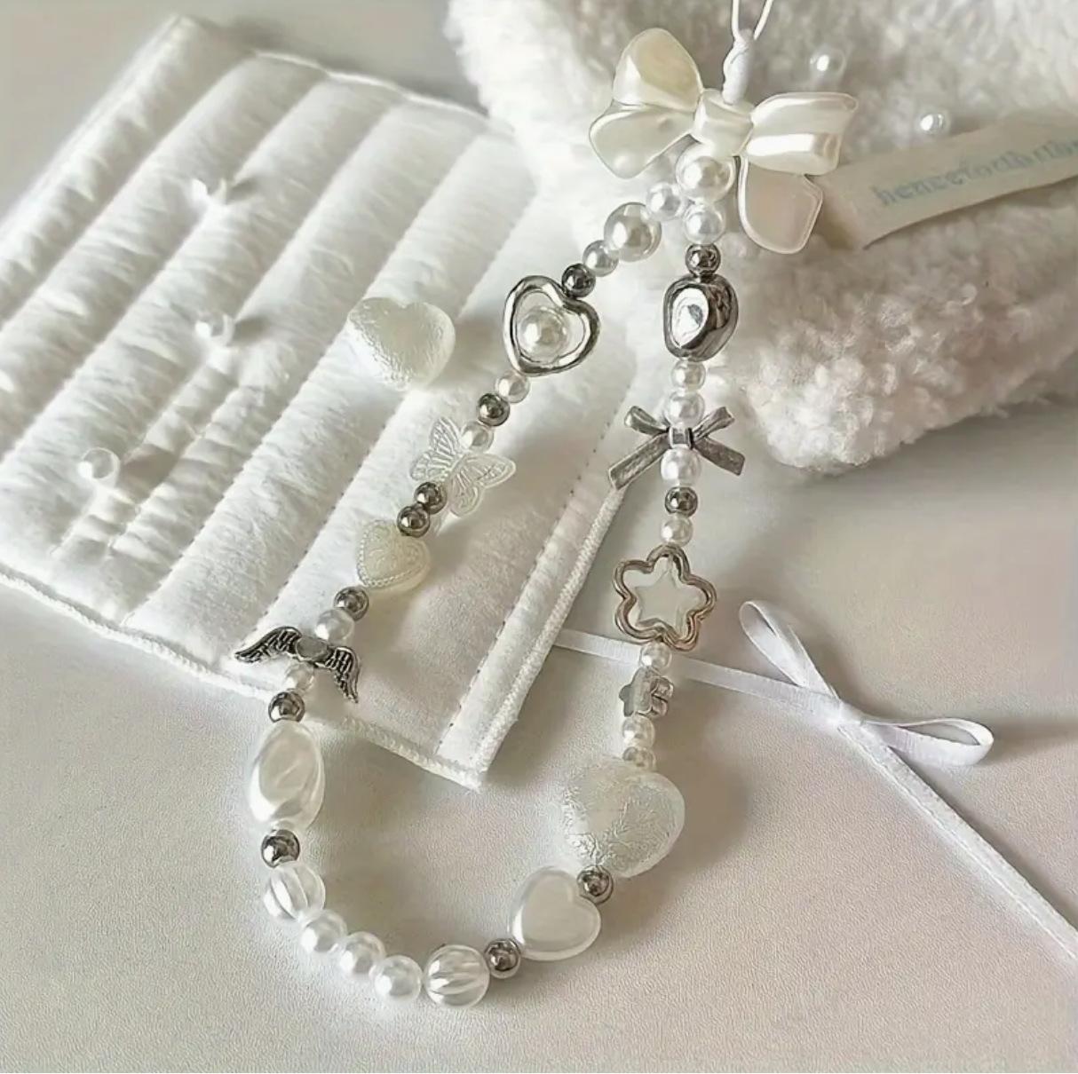 Baroque Faux Pearl Chain, Sweet Beaded Mobile Phone Lanyard, Camera Charm, Wristband. One Size
Baroque Faux Pearl Chain, Sweet Beaded Mobile Phone Lanyard, Camera Charm, Wristband. One Size