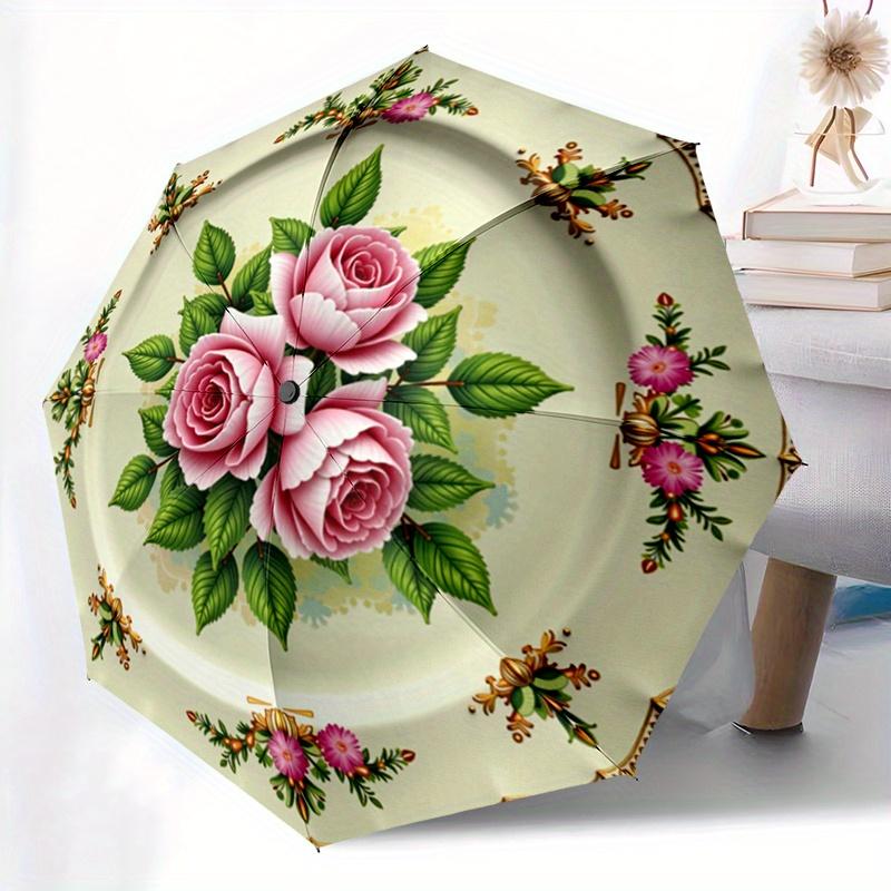 Roses and Green Leaves Pattern - A folding umbrella with 8 iron ribs, plastic handle, automatic opening and closing. Portable (as the picture,iron&8K)
Roses and Green Leaves Pattern - A folding umbrella with 8 iron ribs, plastic handle, automatic opening and closing. Portable (as the picture,iron&8K)