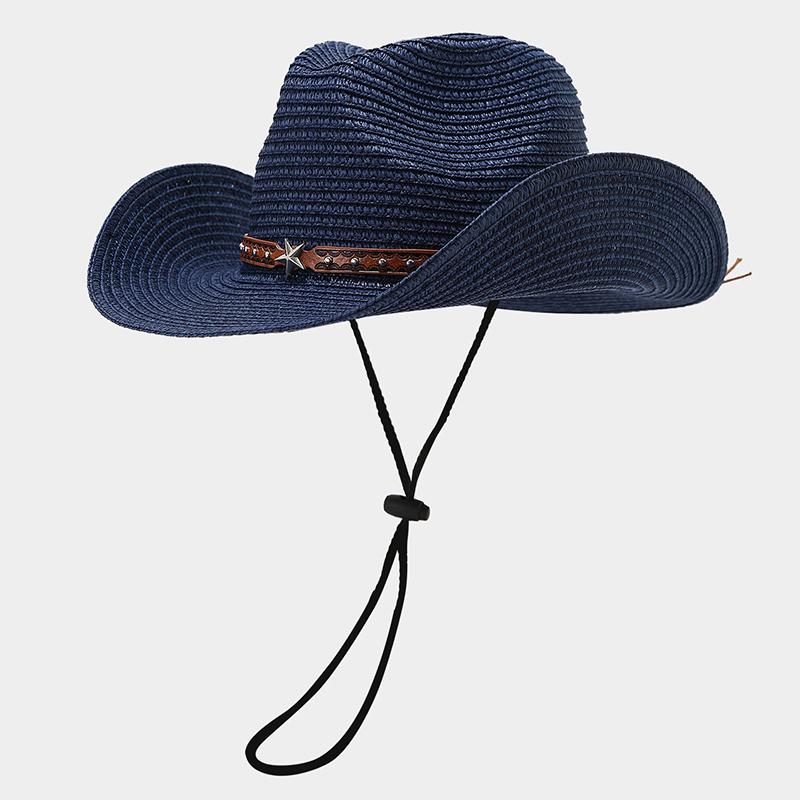 Western Cowboy Straw Hat for Men Women Star Decor Wide Brim Sun Hat UV Protection Beach Cap Adult (52-56CM) темно-синий
Western Cowboy Straw Hat for Men Women Star Decor Wide Brim Sun Hat UV Protection Beach Cap Adult (52-56CM) темно-синий