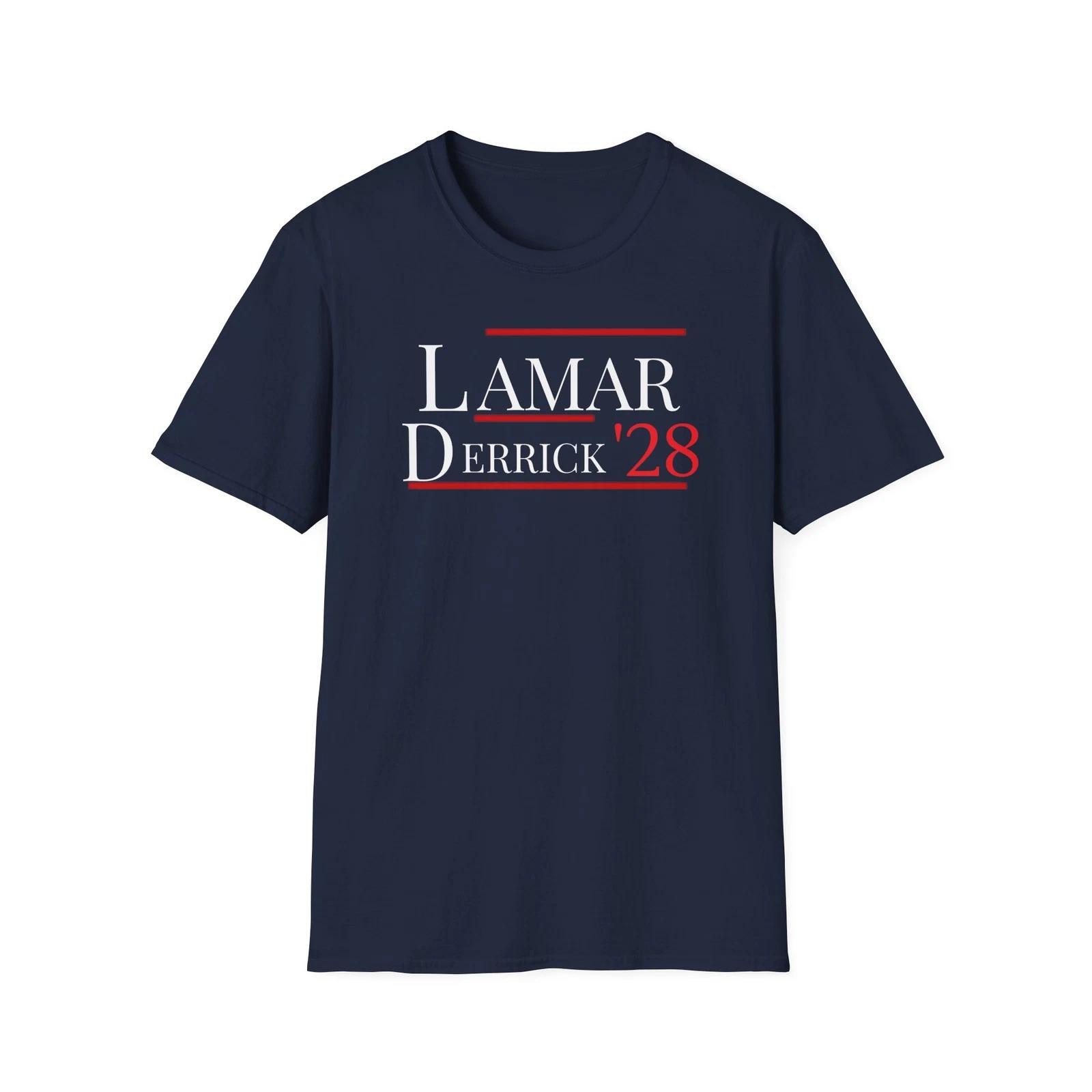 Lamar / Derrick 2028 Election Funny Football Fan Unisex Softstyle T-Shirt - Navy 2XL
Lamar / Derrick 2028 Election Funny Football Fan Unisex Softstyle T-Shirt - Navy 2XL