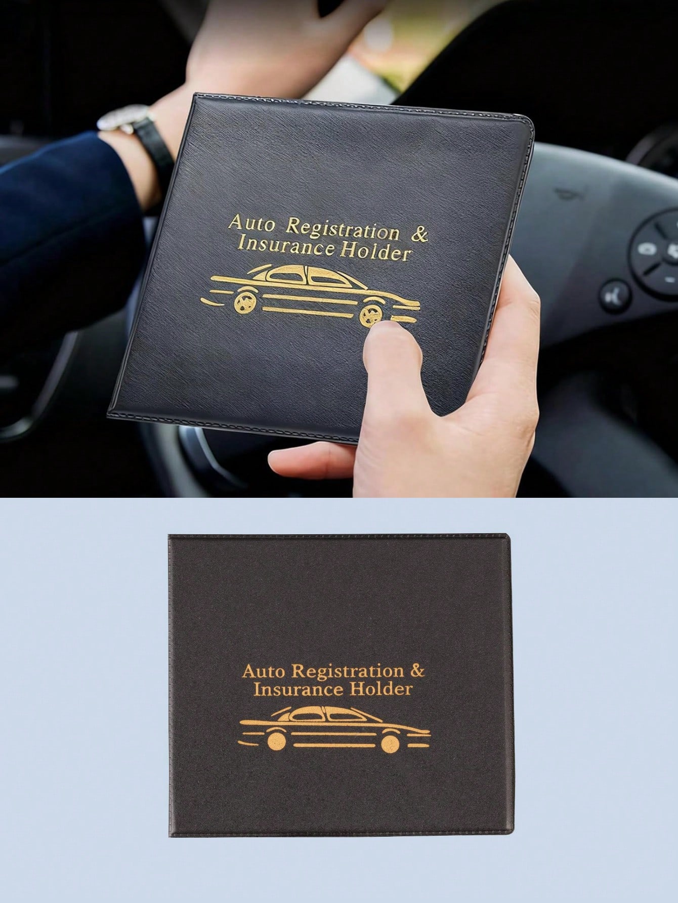 Durable PU Car & Motorcycle Document Organizer – Black with Golden Pattern, Multi-Card Slots for License & Vehicle Papers чёрный
Durable PU Car & Motorcycle Document Organizer – Black with Golden Pattern, Multi-Card Slots for License & Vehicle Papers чёрный