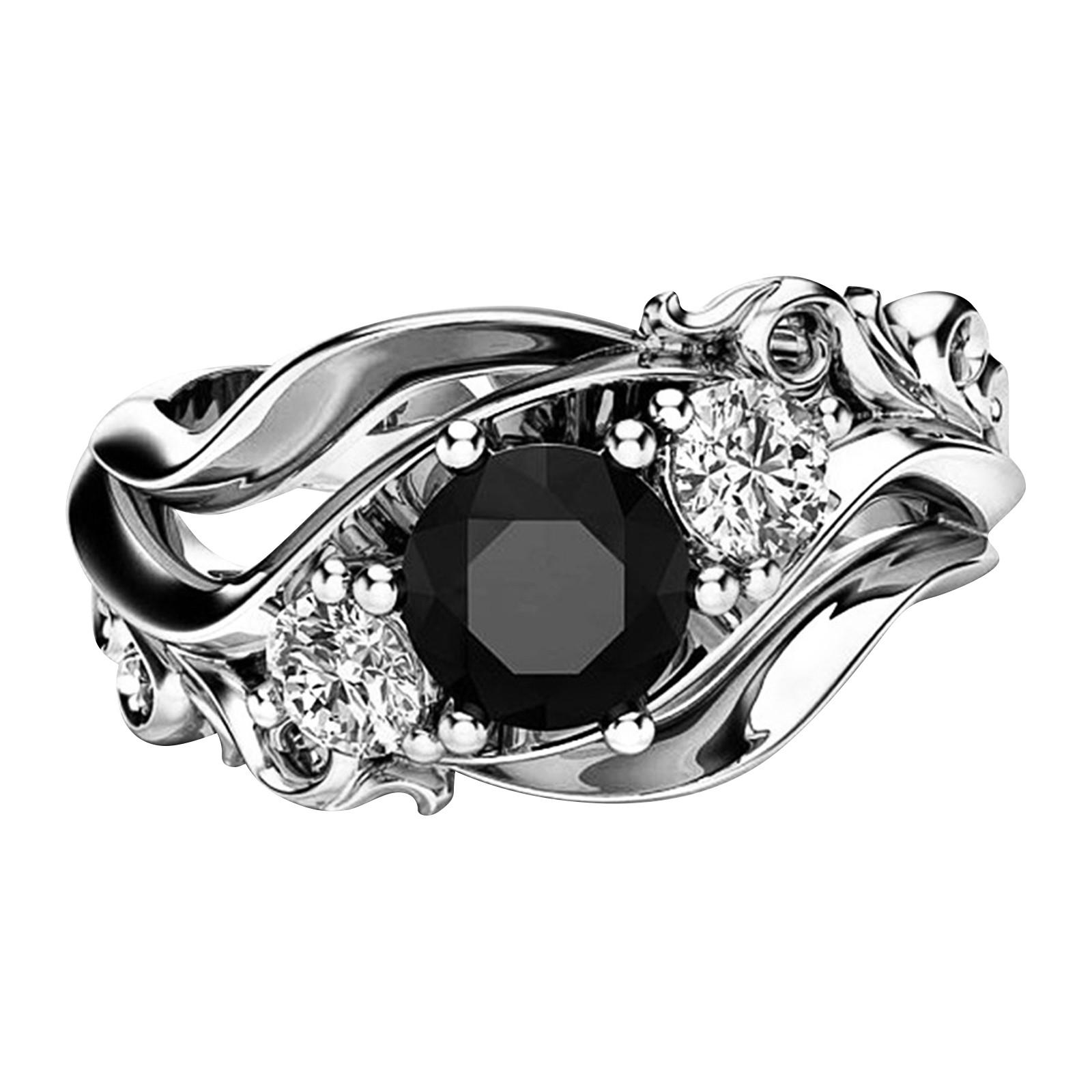 Ladies Fashion Flower Line Black Zircon Ring 6
Ladies Fashion Flower Line Black Zircon Ring 6