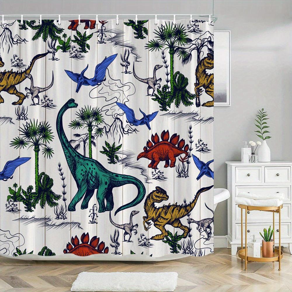 1Pc Vibrant Dinosaur Pattern Shower Curtain, Whimsical Prehistoric Theme With Palm Trees And Cacti, 70X70 Inches, Polyester W60H190(CM)-1 Pcs
1Pc Vibrant Dinosaur Pattern Shower Curtain, Whimsical Prehistoric Theme With Palm Trees And Cacti, 70X70 Inches, Polyester W60H190(CM)-1 Pcs