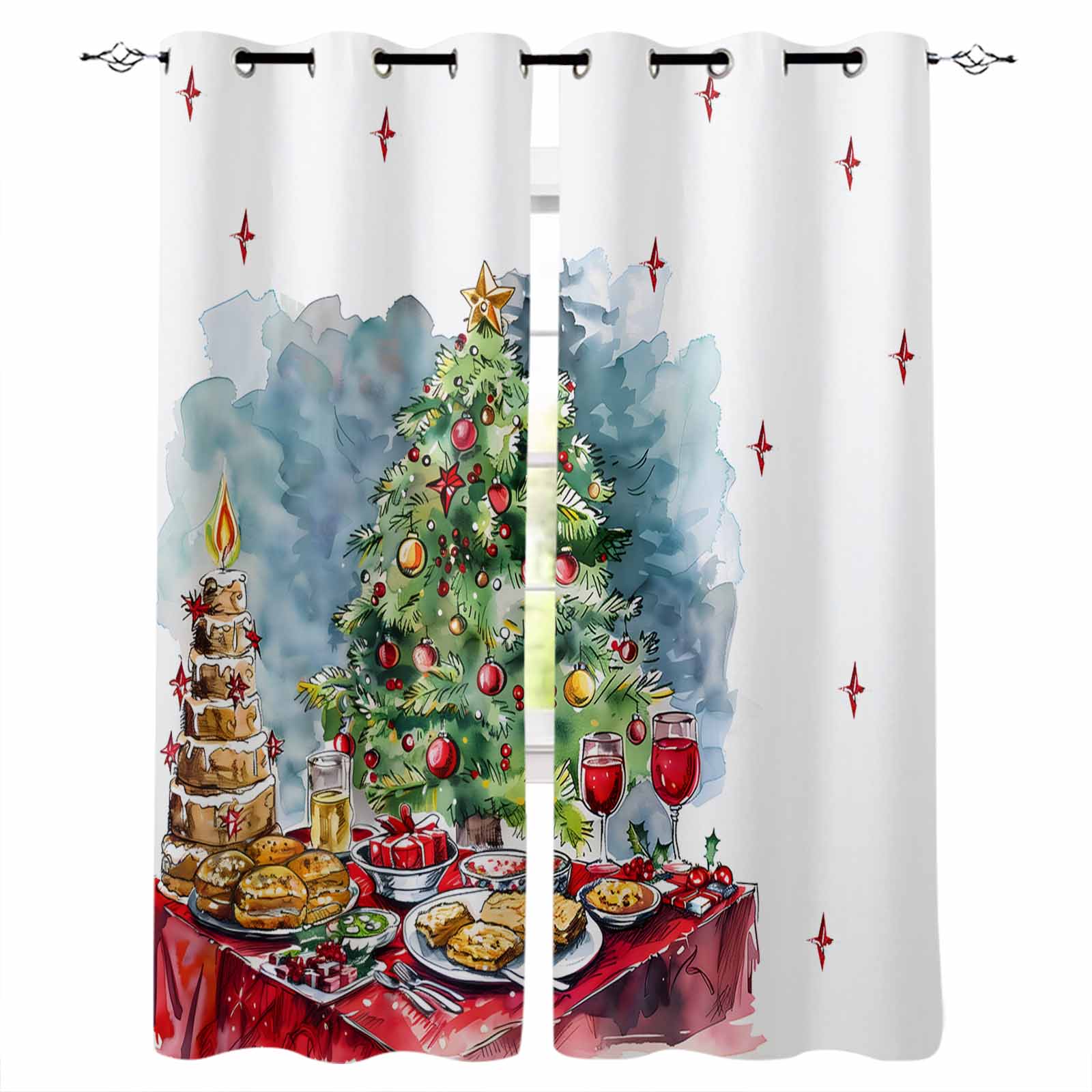 Christmas Tree Desserts Red Wine Cake Stars Blackout Curtains For Living Room Bedroom Window Treatment Blinds Kitchen Drapes W135 x H60cm
Christmas Tree Desserts Red Wine Cake Stars Blackout Curtains For Living Room Bedroom Window Treatment Blinds Kitchen Drapes W135 x H60cm