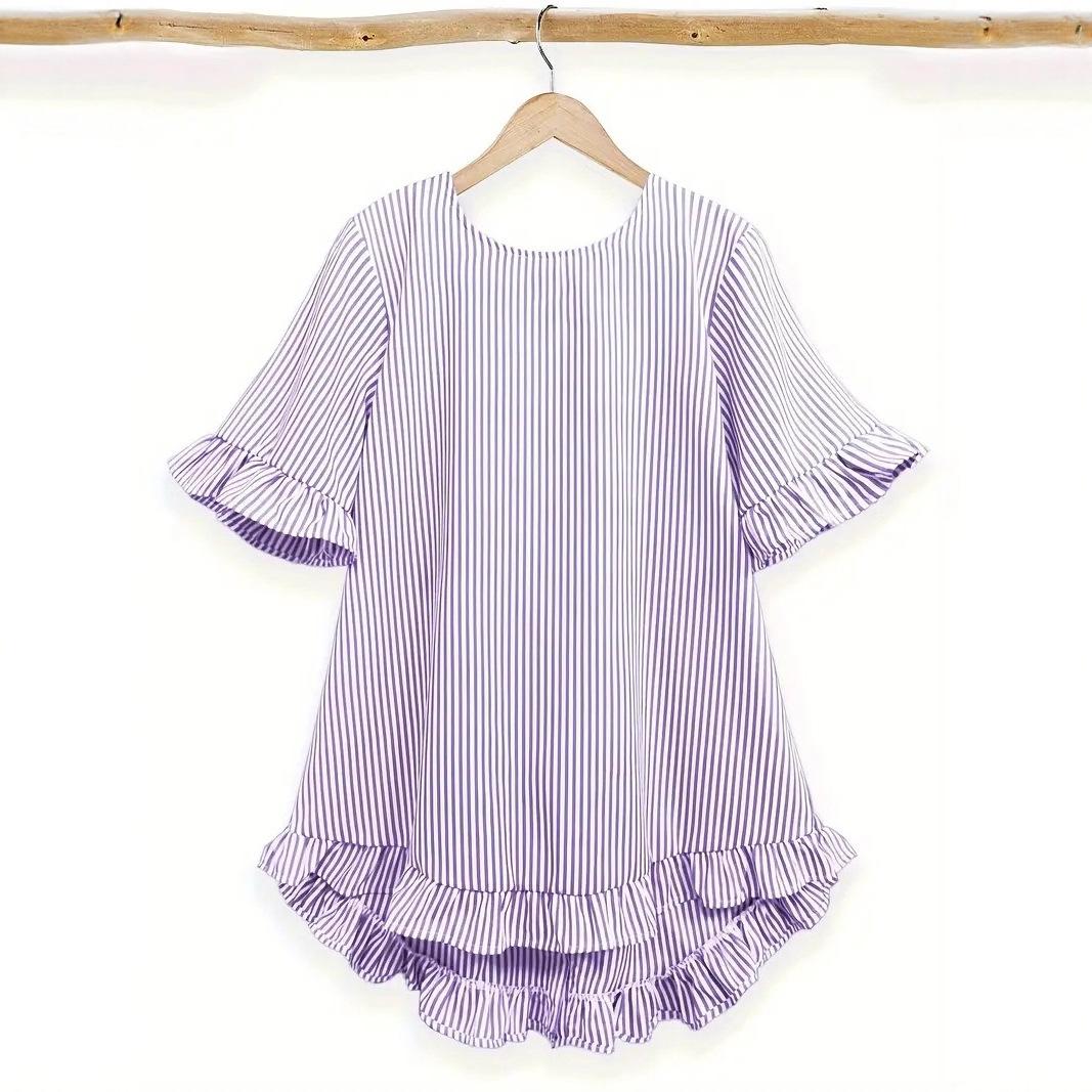 Women s Striped O-Neck Flounce Sleeve Loose Blouse XXL
Women s Striped O-Neck Flounce Sleeve Loose Blouse XXL