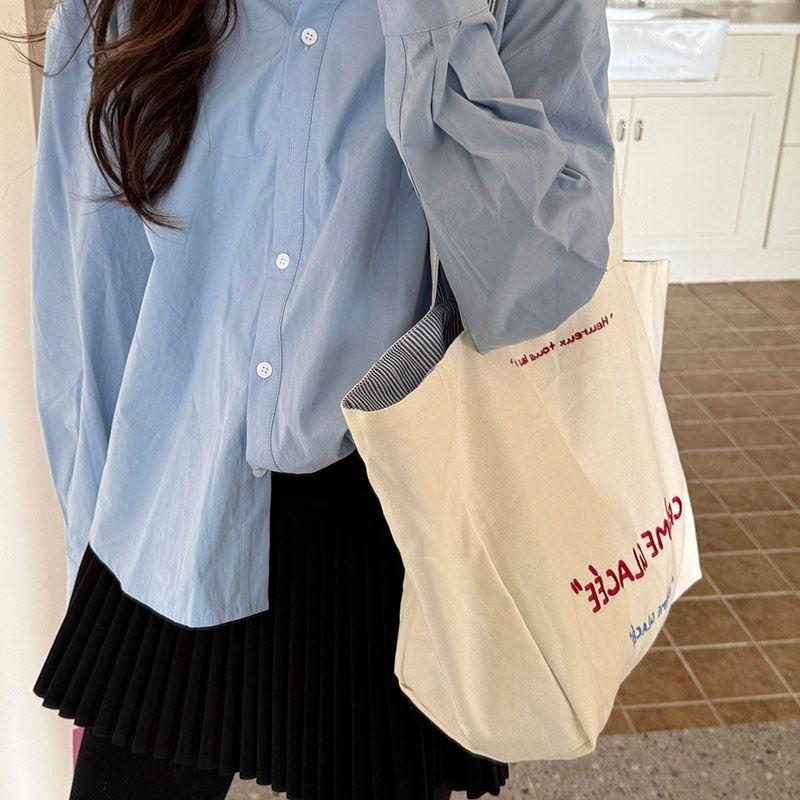 Preppy Style Letter Canvas Bag Lazy Korean-Style Literary and Leisure Double-Sided Large Capacity Shoulder Tote Travel Bag White
Preppy Style Letter Canvas Bag Lazy Korean-Style Literary and Leisure Double-Sided Large Capacity Shoulder Tote Travel Bag White