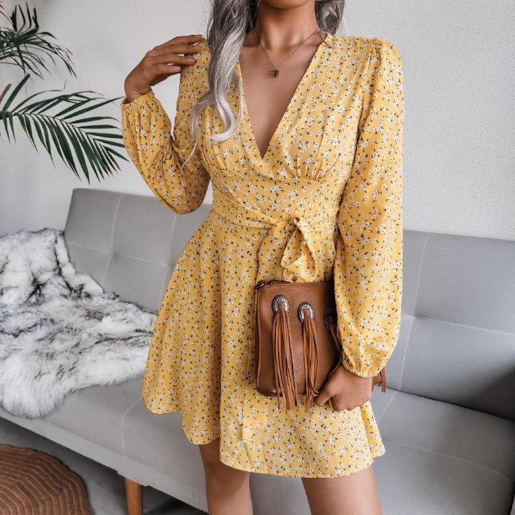 Sexy V Neck Floral Printed A Line Dress Long Sleeve Bow Spring Summer New S XL S синий
Sexy V Neck Floral Printed A Line Dress Long Sleeve Bow Spring Summer New S XL S синий