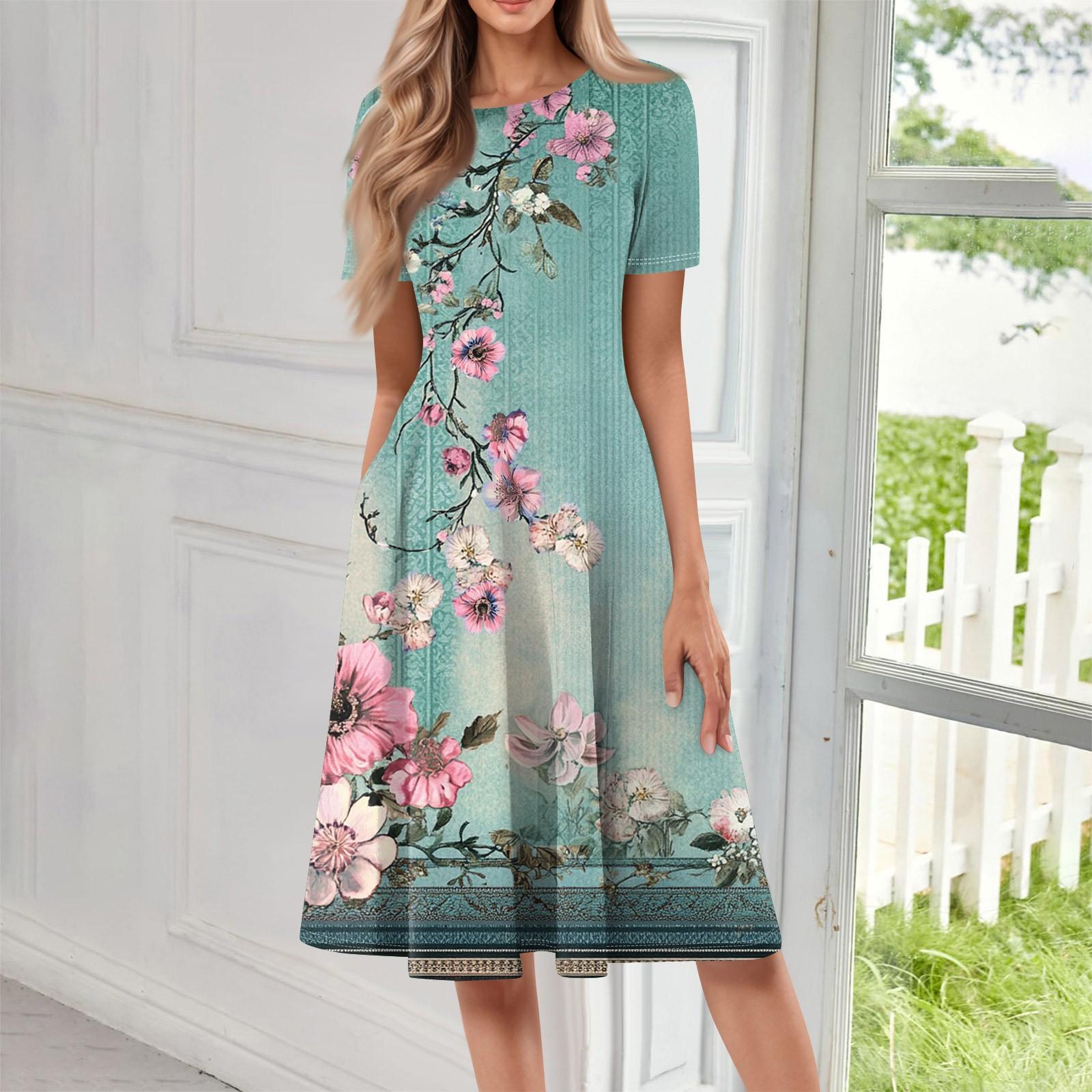 Жіноча вільна повсякденна та модна сукня середньої довжини з круглим вирізом і короткими рукавами з принтом XL
Жіноча вільна повсякденна та модна сукня середньої довжини з круглим вирізом і короткими рукавами з принтом XL