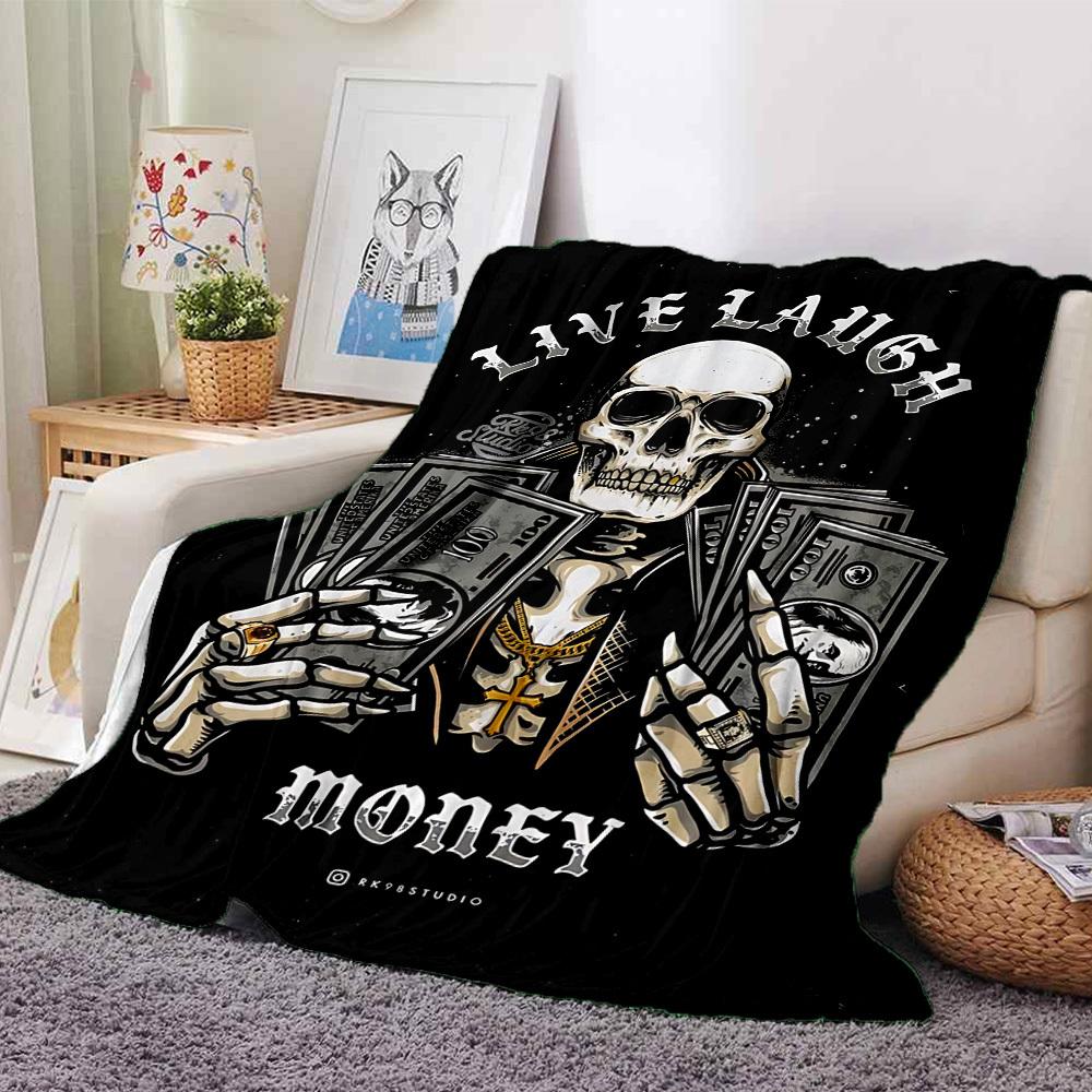 1pc Skull Money Throw Blanket Soft Flannel, Cozy All Season Polyester Perfect for Home, Office 80cmx120cm
1pc Skull Money Throw Blanket Soft Flannel, Cozy All Season Polyester Perfect for Home, Office 80cmx120cm