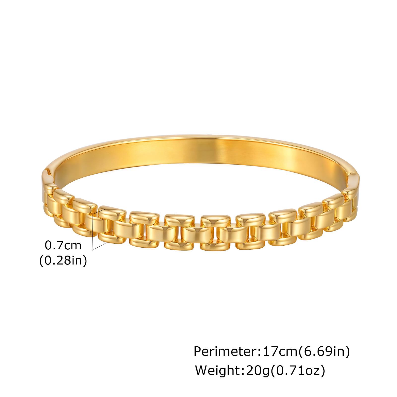 18K Gold Plated Watch Strap Open Bangle Bracelet, Stackable Stainless Steel Chunky Link Bracelets for Women, Luxury Jewelry Gift
18K Gold Plated Watch Strap Open Bangle Bracelet, Stackable Stainless Steel Chunky Link Bracelets for Women, Luxury Jewelry Gift