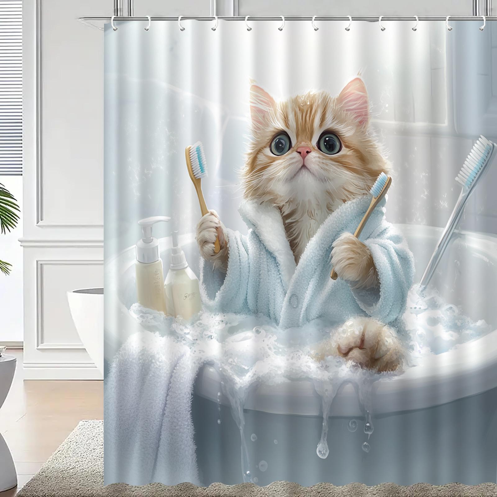 Cute Cat Bath Shower Curtain: Embrace The Fun Design, Soft Fabric, And Playful Vibes For Your Cozy Bathroom W60H190(CM)-1 Pcs
Cute Cat Bath Shower Curtain: Embrace The Fun Design, Soft Fabric, And Playful Vibes For Your Cozy Bathroom W60H190(CM)-1 Pcs