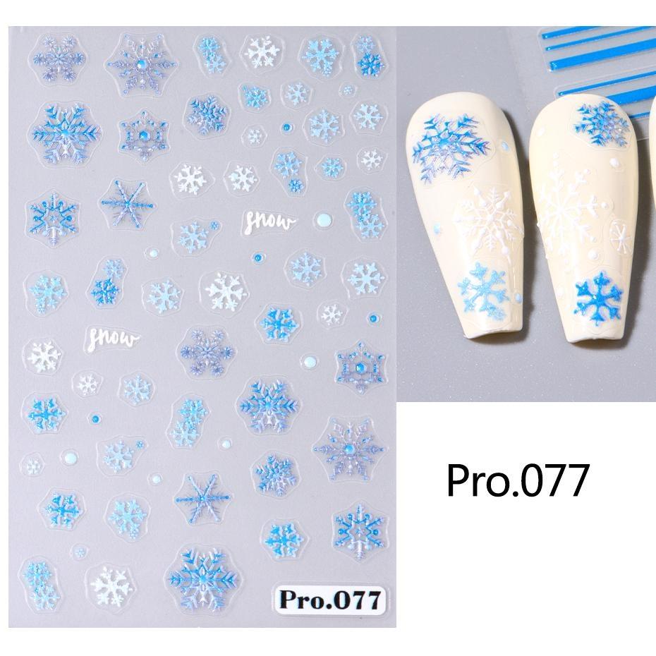 Зимние 5D наклейки для ногтей, белые снежинки, цветы, геометрические линии, звезды, клейкие наклейки, новогодний дизайн ногтей, очаровательная фольга, декор LAPro