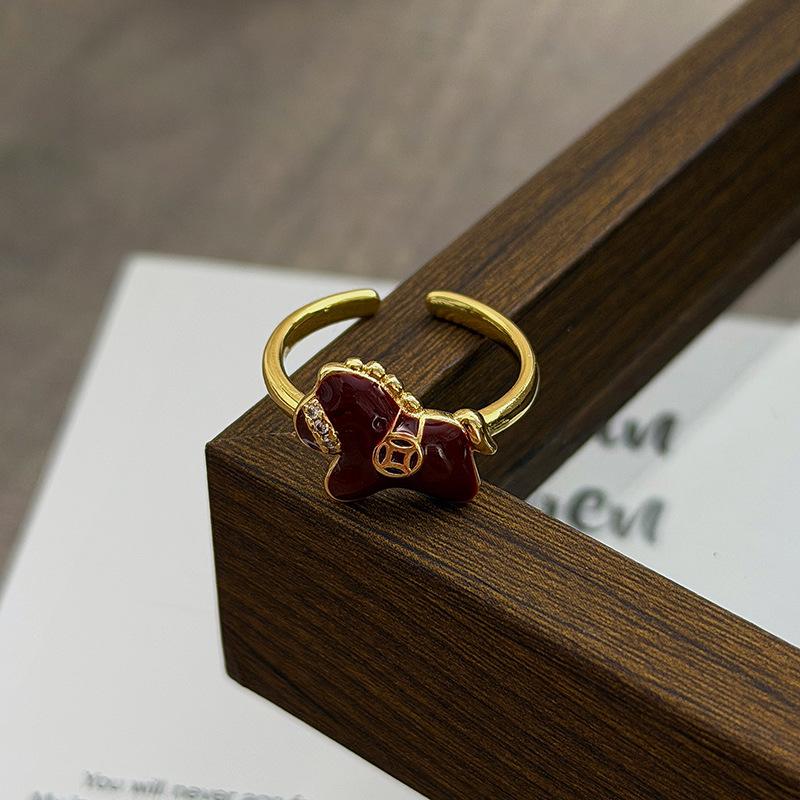 Guochaofeng Will Soon Have Money, Burgundy Enamel Pony Blessing Character Money Bag, Zir*****Pen Ring, Niche Personality Stacking And Wearing Women Adjustable opening
Guochaofeng Will Soon Have Money, Burgundy Enamel Pony Blessing Character Money Bag, Zir*****Pen Ring, Niche Personality Stacking And Wearing Women Adjustable opening
