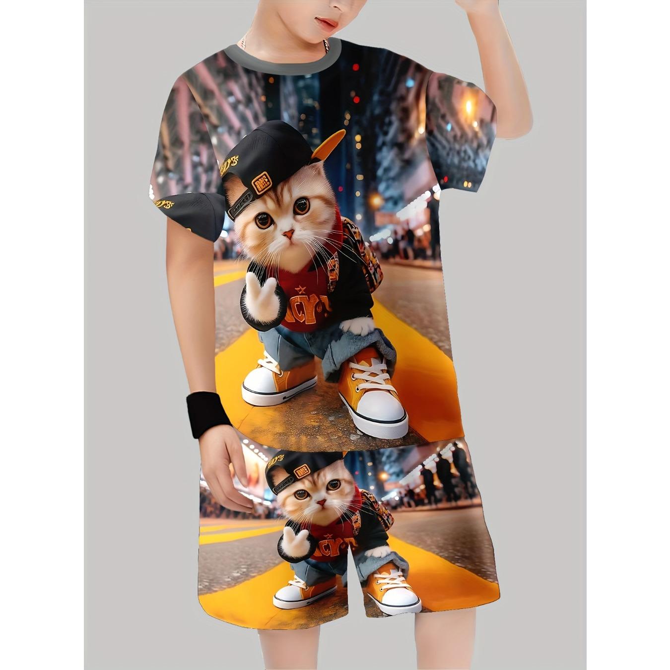 Boys fashionable 3D printed casual pullover, short sleeved shorts, T-shirt and shorts set, boys outdoor shorts set 13-14Y
Boys fashionable 3D printed casual pullover, short sleeved shorts, T-shirt and shorts set, boys outdoor shorts set 13-14Y