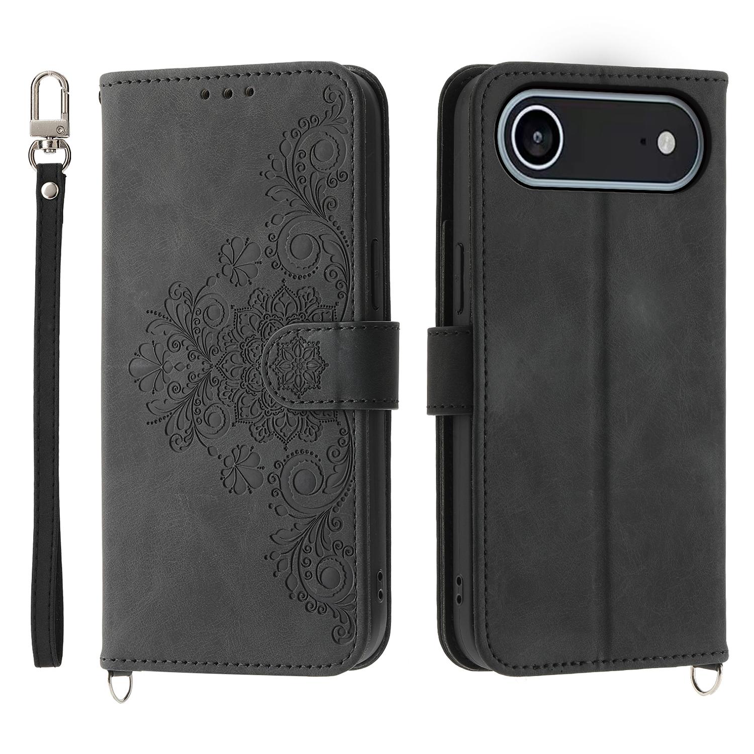 For iPhone 17 Air Case Flower Pattern PU Leather Wallet Phone Cover with Strap Black
For iPhone 17 Air Case Flower Pattern PU Leather Wallet Phone Cover with Strap Black