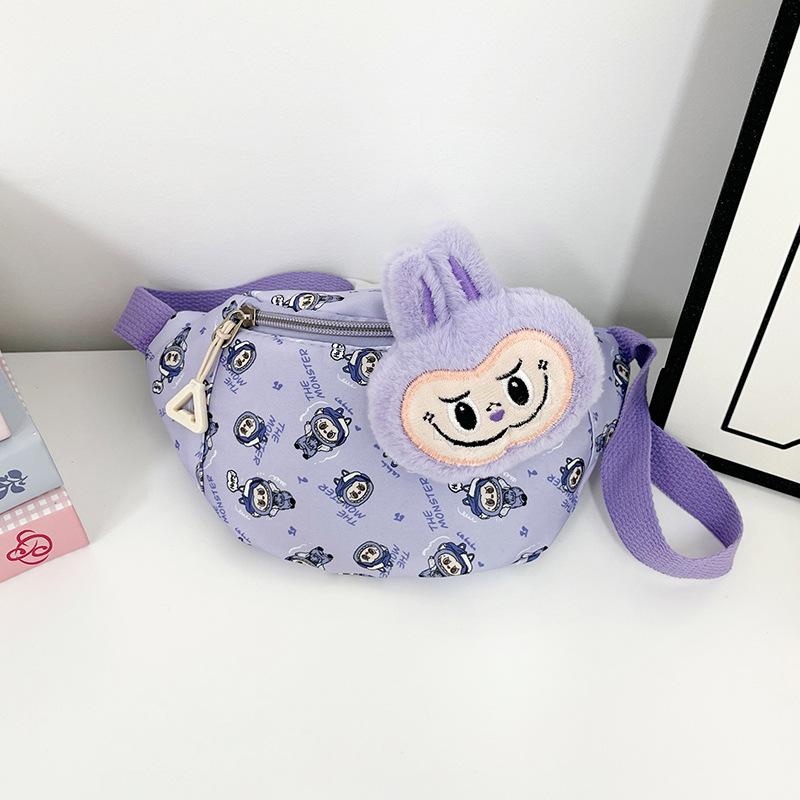 2025 новая детская мультяшная милая нагрудная сумка для мальчиков и девочек, наплечная сумка-мессенджер, универсальные аксессуары для прогулок, поясная сумка фиолетовый