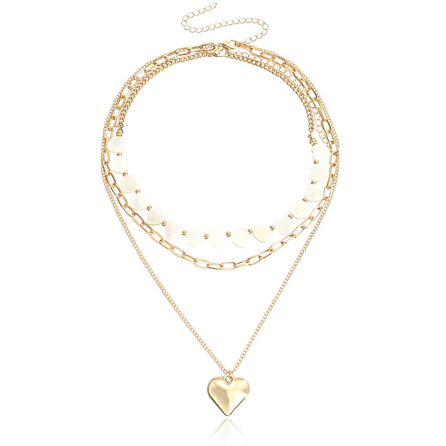 European and American style multi-layer imitation white fritillary love pendant necklace female exaggerated big peach heart necklace
European and American style multi-layer imitation white fritillary love pendant necklace female exaggerated big peach heart necklace