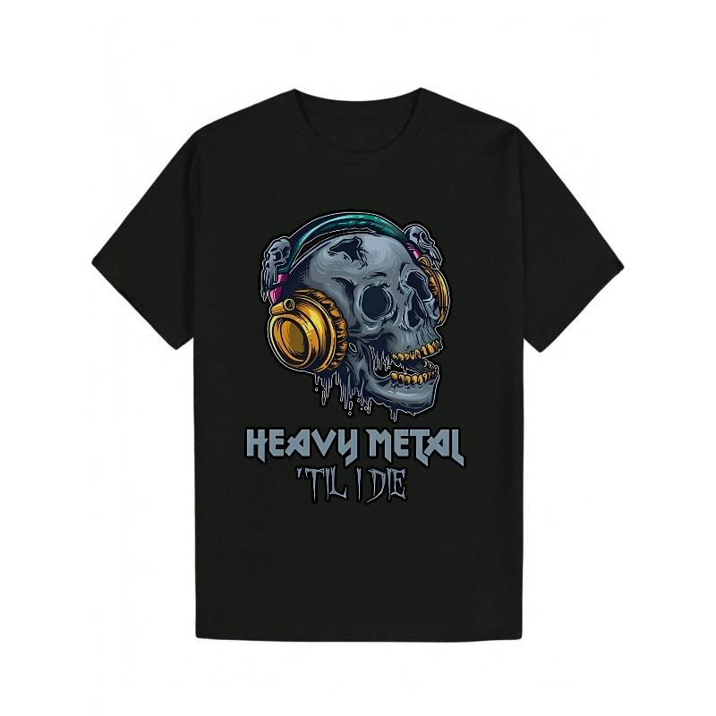 European sizes Casual Black T-Shirt Featuring a Heavy Metal Skull Graphic, Complete with Headphones And Glowing Eyes Design 4XL чорний
European sizes Casual Black T-Shirt Featuring a Heavy Metal Skull Graphic, Complete with Headphones And Glowing Eyes Design 4XL чорний