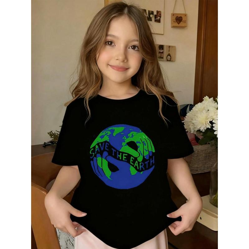European Size Girls Crew-neck Short-sleeved T-shirt with Earth Pattern Print 98cm чёрный
European Size Girls Crew-neck Short-sleeved T-shirt with Earth Pattern Print 98cm чёрный