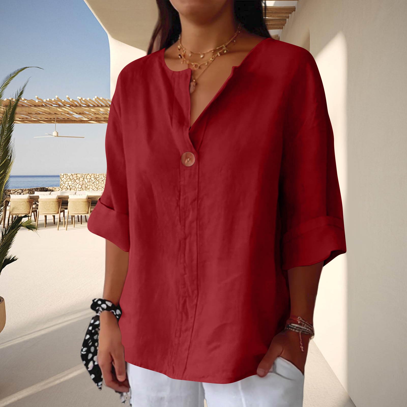 Women’s Loose Fit Linen Blouse Half Sleeve Button Front Casual Lightweight Tunic Top Comfortable Relaxed Fit Shirt S
Women’s Loose Fit Linen Blouse Half Sleeve Button Front Casual Lightweight Tunic Top Comfortable Relaxed Fit Shirt S