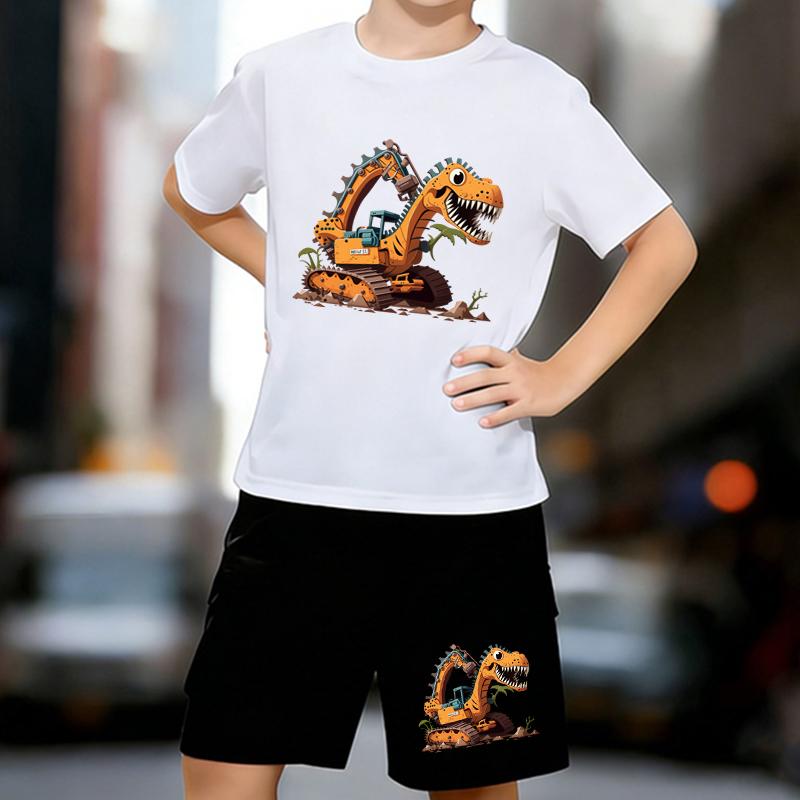 Boys 2 Piece Dinosaur excavator printed outfit, Short Sleeve T-Shirt and Shorts Set for Kids Age 5-14,White, Black Sporty Casual Summer Clothes 13-14 Years
Boys 2 Piece Dinosaur excavator printed outfit, Short Sleeve T-Shirt and Shorts Set for Kids Age 5-14,White, Black Sporty Casual Summer Clothes 13-14 Years