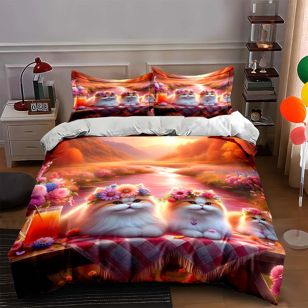 Floral cat scene. Bedding Duvet cover sets Duvet covers Pillowcases gifts (1 * Duvet Cover 2 * Pillowcases, without duvet insert) 135x200cm
Floral cat scene. Bedding Duvet cover sets Duvet covers Pillowcases gifts (1 * Duvet Cover 2 * Pillowcases, without duvet insert) 135x200cm