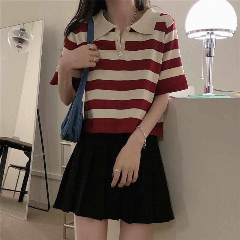 Women s Summer Striped Polo Collar T-Shirt - Japanese & Korean Style Trendy Short Sleeve Loose Fit. One size (up to 125 kg) чёрный
Women s Summer Striped Polo Collar T-Shirt - Japanese & Korean Style Trendy Short Sleeve Loose Fit. One size (up to 125 kg) чёрный