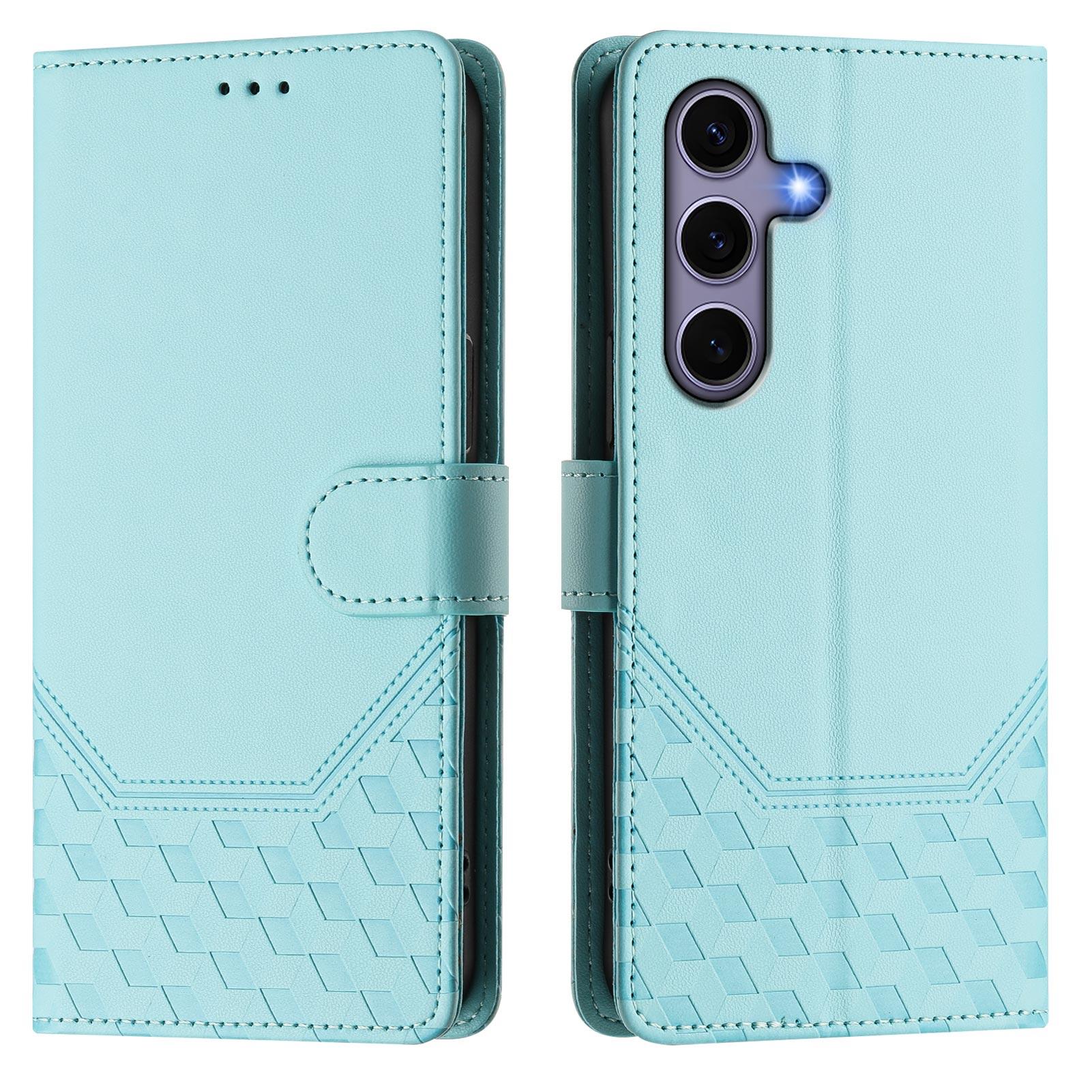For Samsung Galaxy S25 Case Imprinted Honeycomb RFID Blocking Leather Phone Cover with Strap Mint Green
For Samsung Galaxy S25 Case Imprinted Honeycomb RFID Blocking Leather Phone Cover with Strap Mint Green