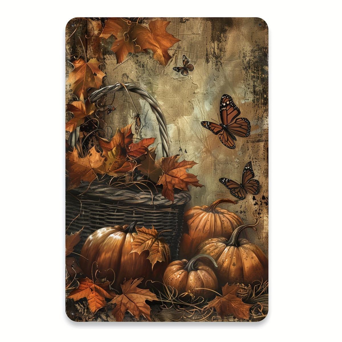 Autumn Theme Metal Tin Sign Iron Wall Art with Pumpkins Butterflies and Leaves for Home Cafe Gym and Garden Decor 20x30cm(7.8x11.8inch)
Autumn Theme Metal Tin Sign Iron Wall Art with Pumpkins Butterflies and Leaves for Home Cafe Gym and Garden Decor 20x30cm(7.8x11.8inch)