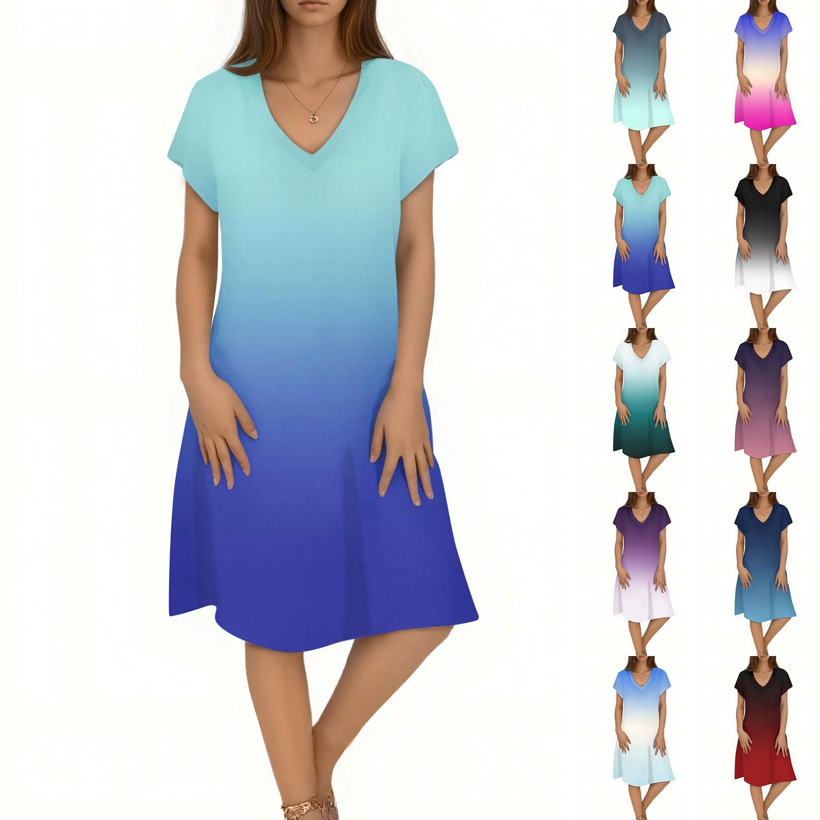 Ladies Casual Fashion V-neck Short Sleeve Gradient Print Mid-length Flowing Dress M винний
Ladies Casual Fashion V-neck Short Sleeve Gradient Print Mid-length Flowing Dress M винний