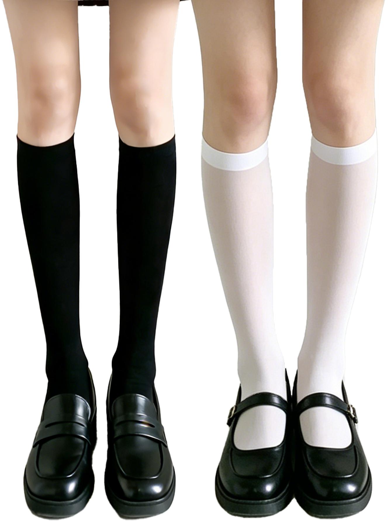 1/2 Pairs Women Black White Knee High Socks Uniform Style Solid Color Calf Socks 39-42
1/2 Pairs Women Black White Knee High Socks Uniform Style Solid Color Calf Socks 39-42
