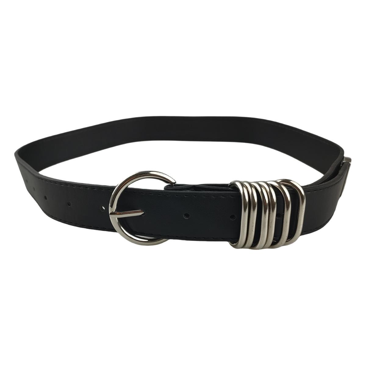 Нишевый дизайн женских ремней для высококлассного и модного универсального украшения с джинсами. Металлический ремень с кольцом, пряжка-штифт, черный ремень. 100cm
Нишевый дизайн женских ремней для высококлассного и модного универсального украшения с джинсами. Металлический ремень с кольцом, пряжка-штифт, черный ремень. 100cm
