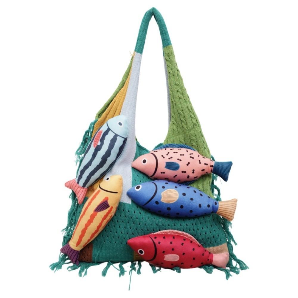 Fish Cotton Crochet Shoulder Bag Large Capacity Tassels Beach Handbag Hollow Out Woven Bag Summer Style 9
Fish Cotton Crochet Shoulder Bag Large Capacity Tassels Beach Handbag Hollow Out Woven Bag Summer Style 9