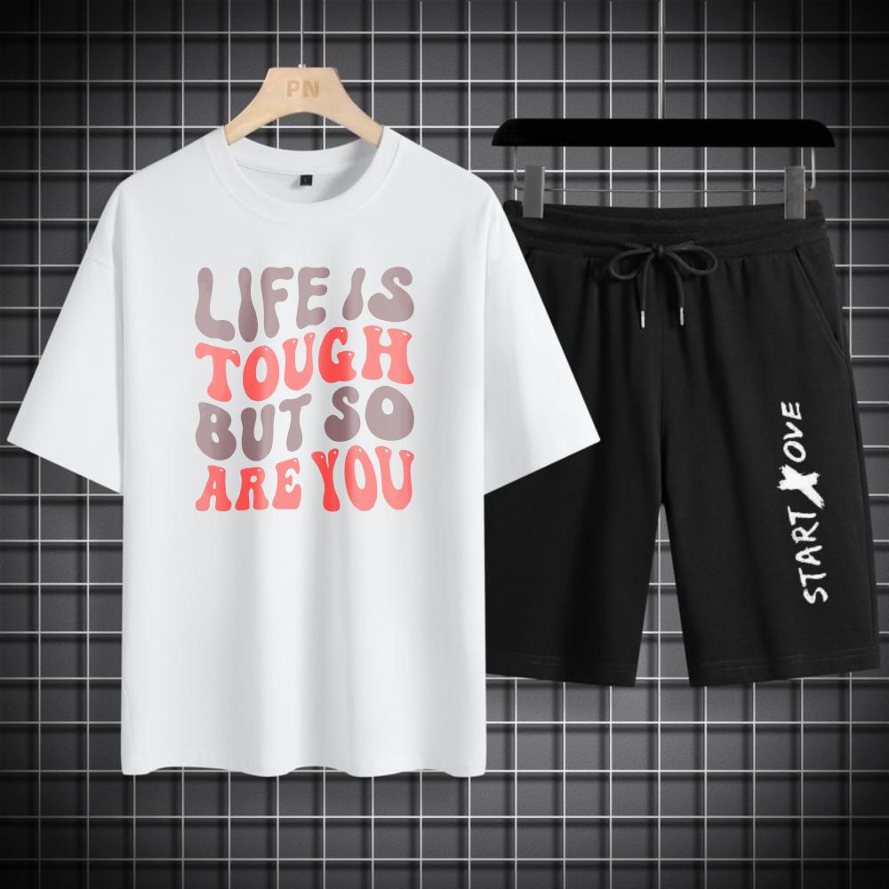 Men s Sets Summer Quick Drying Life Is Tough But Start Now Printed Graphic T-shirts Suit Set S
Men s Sets Summer Quick Drying Life Is Tough But Start Now Printed Graphic T-shirts Suit Set S