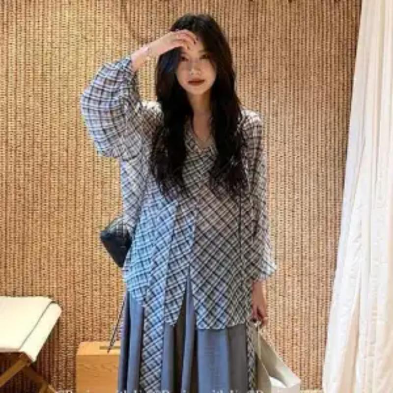 Women s Plaid Puff Sleeve Shirt Oversized Asymmetrical Hem Button Down Blouse Casual Loose Fit Top S чорний
Women s Plaid Puff Sleeve Shirt Oversized Asymmetrical Hem Button Down Blouse Casual Loose Fit Top S чорний