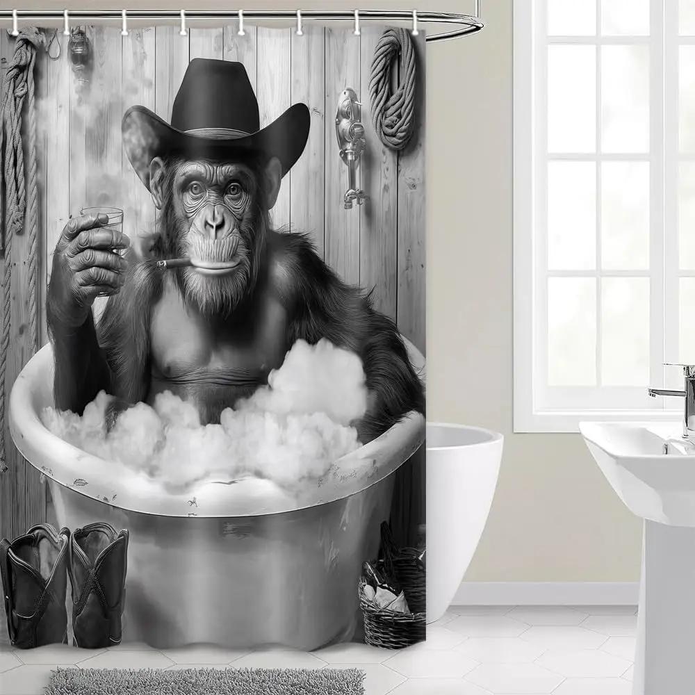 Funny Monkey Shower Curtain Black White Fun Western Cowboy Gorilla Bathtub Farmhouse Rustic Cool Animal Funky Chimpanzee 90x180cm
Funny Monkey Shower Curtain Black White Fun Western Cowboy Gorilla Bathtub Farmhouse Rustic Cool Animal Funky Chimpanzee 90x180cm