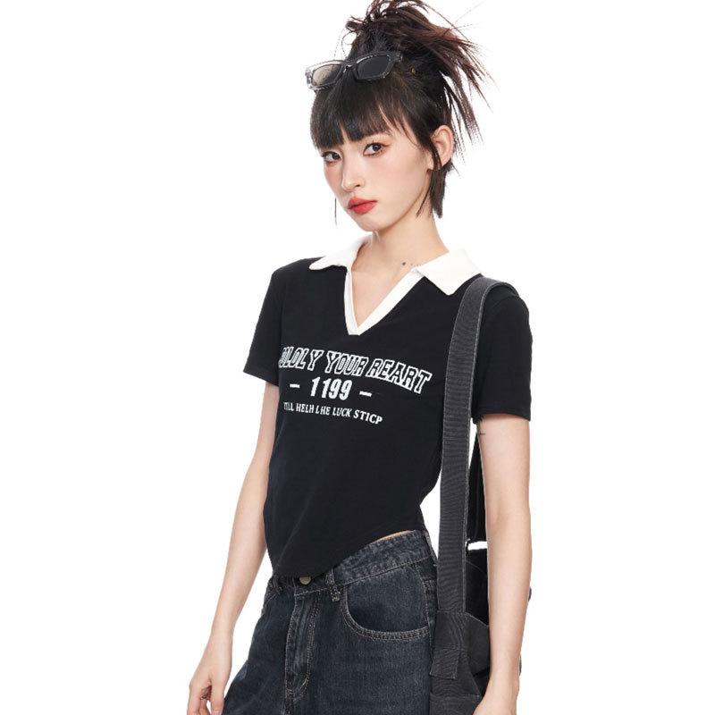 Women s Spicy American Polo Collar Color Block Short Sleeve T-shirt - Summer Slim Fit Irregular Design M кавовий
Women s Spicy American Polo Collar Color Block Short Sleeve T-shirt - Summer Slim Fit Irregular Design M кавовий