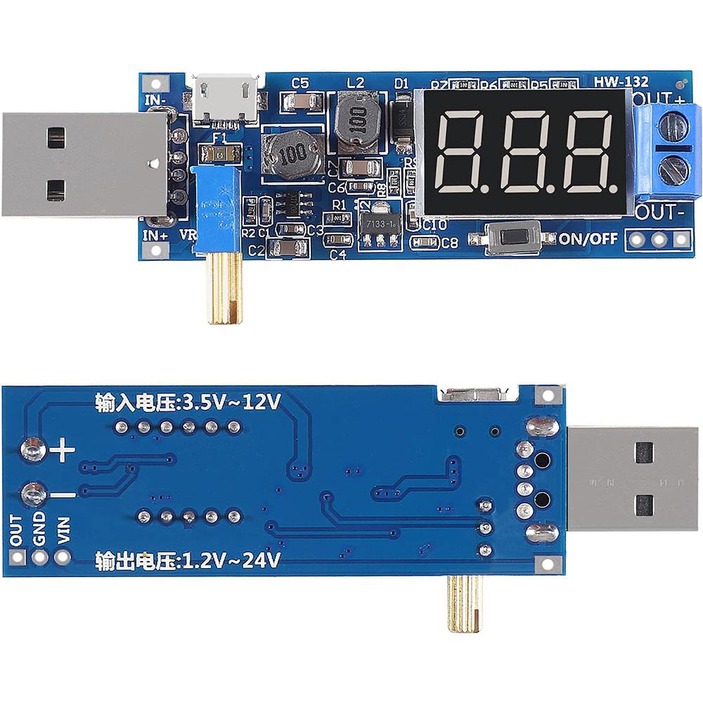 USB Step UP/Down Power Supply Module, Adjustable DC-DC 5V to 3.5V / 12V Boost Buck Converter Out DC 1.2V-24V
USB Step UP/Down Power Supply Module, Adjustable DC-DC 5V to 3.5V / 12V Boost Buck Converter Out DC 1.2V-24V