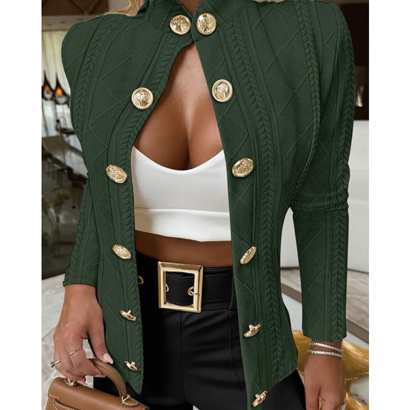 New Women s Metal Button Bomber Jacket, Stand Collar Slim Fit Short Coat with Aviation Style Design, Cropped Outerwear for Street Fashion XXL зелений
New Women s Metal Button Bomber Jacket, Stand Collar Slim Fit Short Coat with Aviation Style Design, Cropped Outerwear for Street Fashion XXL зелений