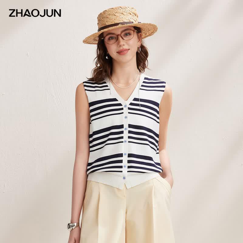 Women s V-neck Silk Blend Stripe Knit Vest 2XL
Women s V-neck Silk Blend Stripe Knit Vest 2XL