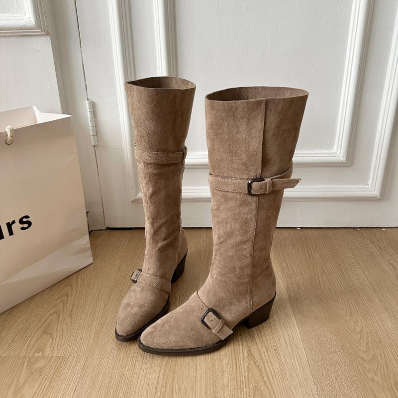 Корейская версия ретро замшевые ботинки на толстом каблуке с пряжкой, женская осенне-зимняя обувь, классические ботфорты с широким голенищем и тонким голенищем 40 хаки
Корейская версия ретро замшевые ботинки на толстом каблуке с пряжкой, женская осенне-зимняя обувь, классические ботфорты с широким голенищем и тонким голенищем 40 хаки