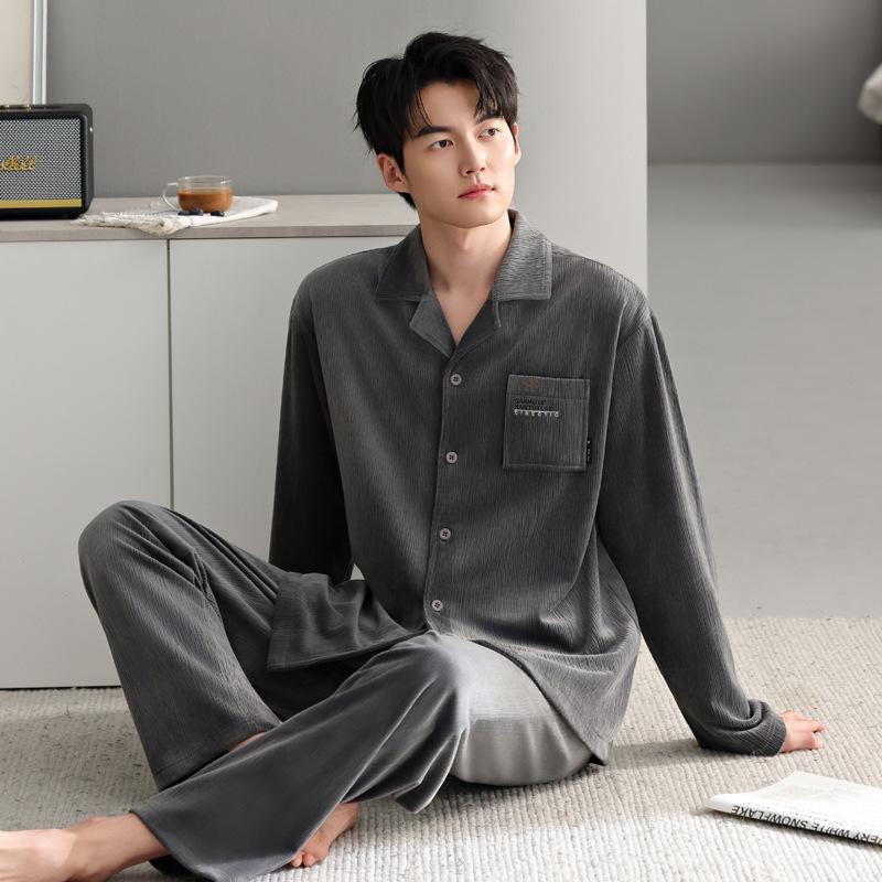 Пижама мужская осенне-зимняя тонкая бархатная из островного бархата большого размера костюм домашняя одежда зимняя L
Пижама мужская осенне-зимняя тонкая бархатная из островного бархата большого размера костюм домашняя одежда зимняя L