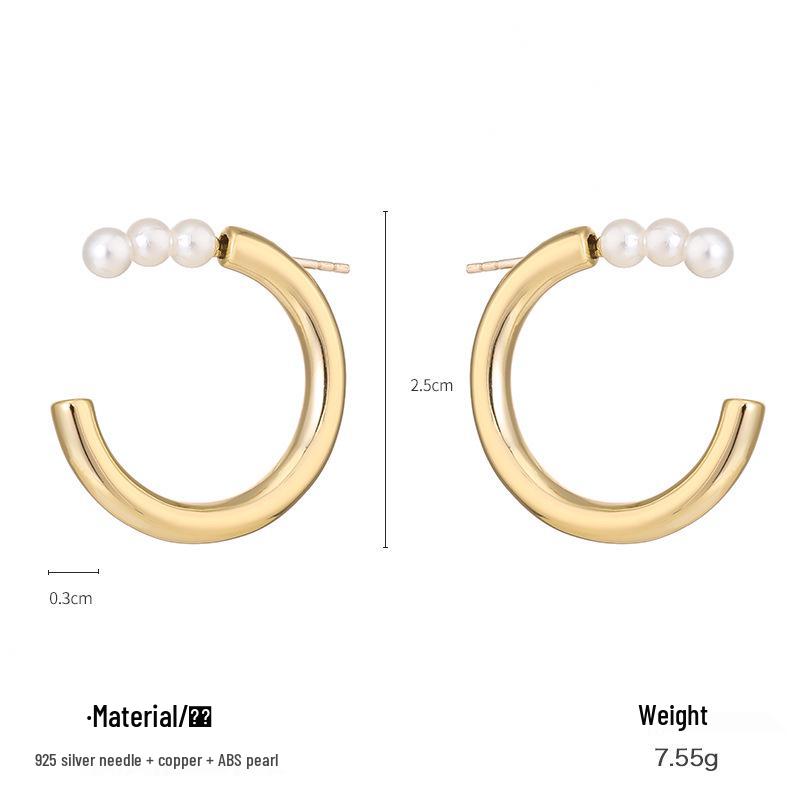 Kenjie Silver Pearl C-Shaped Hoop Earrings with Zircon - Elegant European & American Style
Kenjie Silver Pearl C-Shaped Hoop Earrings with Zircon - Elegant European & American Style