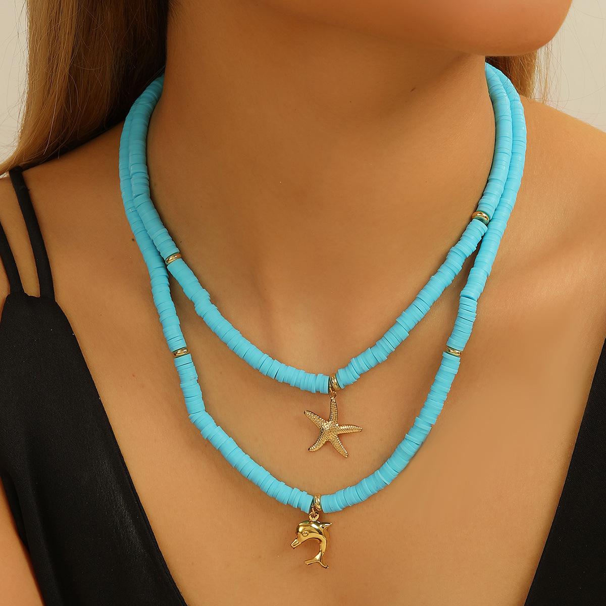 Color string necklace, ocean wind, starfish, shell, dolphin, neck chain, niche design, stacked necklace.
Color string necklace, ocean wind, starfish, shell, dolphin, neck chain, niche design, stacked necklace.