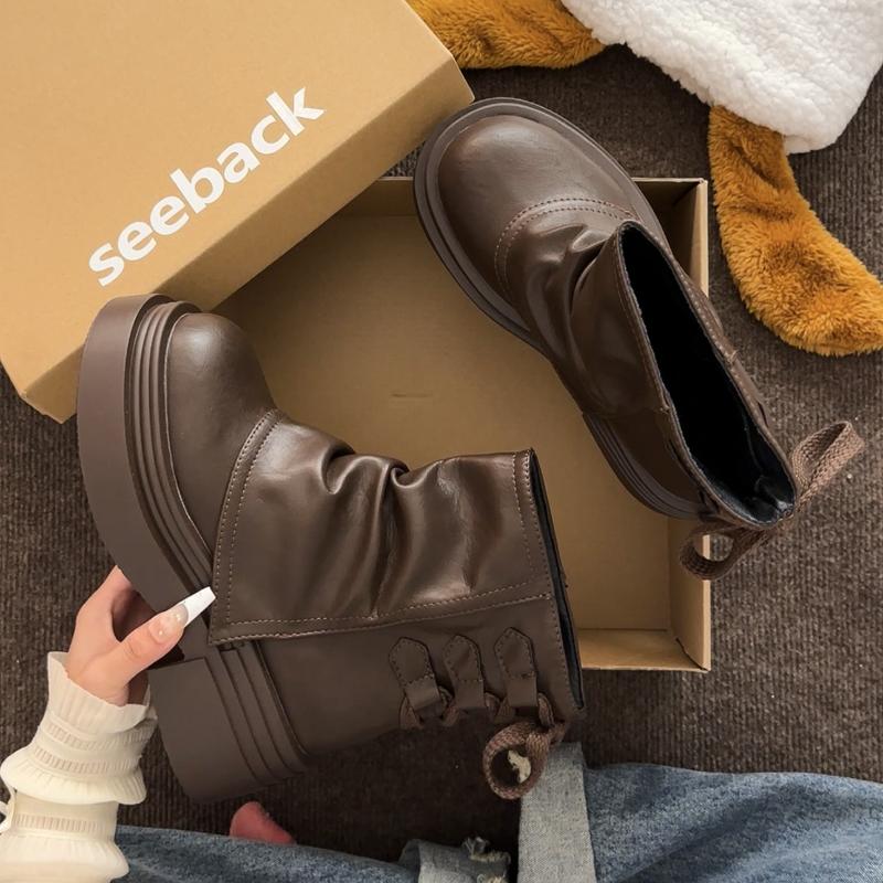 Vintage Platform Height Increase Women Short Boots Autumn Winter Ladies Back Lace Up Mordern Boots botines para mujeres 35
Vintage Platform Height Increase Women Short Boots Autumn Winter Ladies Back Lace Up Mordern Boots botines para mujeres 35
