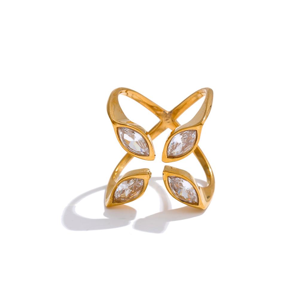 Yhpup Stylish Unique Design Stainless Steel Cubic Zirconia Open Ring Casting Gold PVD Plated Fashion High Quality Jewelry resizable
Yhpup Stylish Unique Design Stainless Steel Cubic Zirconia Open Ring Casting Gold PVD Plated Fashion High Quality Jewelry resizable